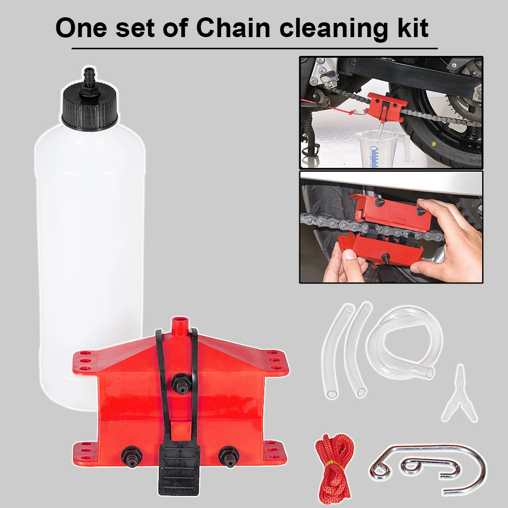 Motorcycle Chain Cleaning Machine Kit - Gear Cleaner Tool for Motorbike Chains, Lube Device Lubricating Accessory