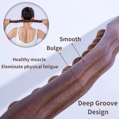 Wood Lymphatic Drainage Massager: Handheld Massage Stick for Neck, Back, and Stomach Pain Relief - Body Shaping Tool