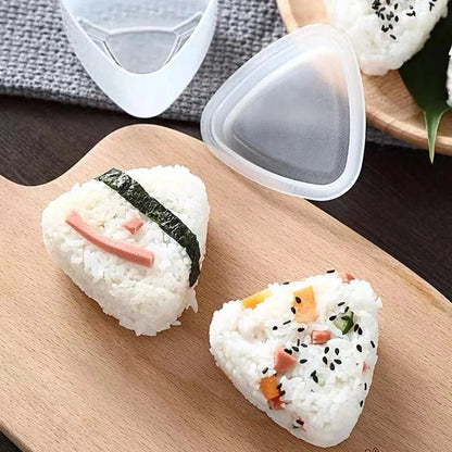 Triangle Sushi Mould Kit - Kitchen Accessory for Onigiri Rice Ball and Bento, Easy-to-Use Sushi Machine Tool with Nori Cutter