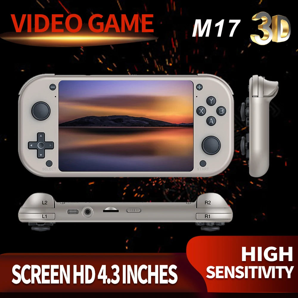 BOYHOM M17 Retro Handheld Game Console - 4.3 Inch IPS Screen, 64GB Portable Video Player with Open Source Linux System