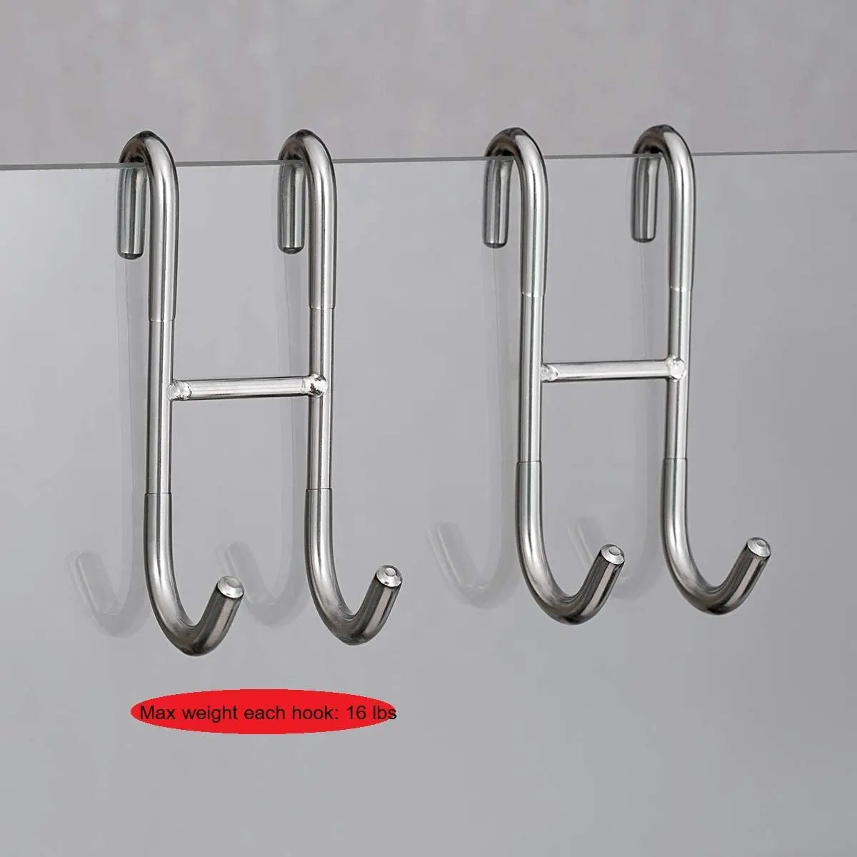 304 Stainless Steel Glass Door Shower Hook - Towel Rack Hooks for Kitchen and Bathroom - Drilling-Free Hanger (1/2 Pcs)