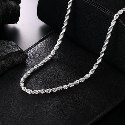 Hot Charms Fine 4mm Rope Chain Necklace – 925 Sterling Silver, Classic Fashion Jewelry for Women and Men, Wedding and Holiday Gifts