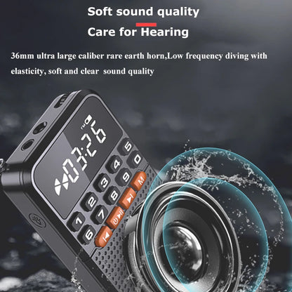 Portable AM/FM Radio with Bluetooth Speaker - Mini TF Card Music Player and LED Flashlight, Pocket Radio Receiver for Hiking and Walkman Use