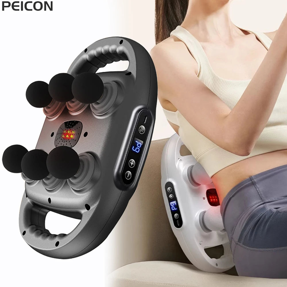 Professional Fascia Gun Muscle Massager – High-Frequency Back and Waist Massage Machine with Six Heads for Full Body and Shoulder Relief