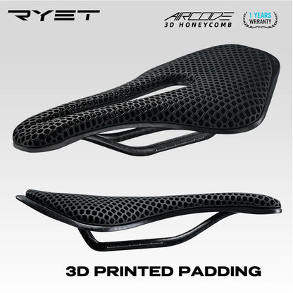 RYET Ultralight 3D Printed Bicycle Saddle: Carbon Fiber Hollow Comfort for MTB, Gravel, Road Bike - Breathable Cycling Seat Parts