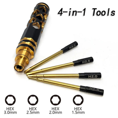 Hex Screwdriver Set for RC Hobbies - 1.5mm, 2.0mm, 2.5mm, 3.0mm Hexagon Tools for FPV Racing Drones, Helicopters, Cars, and Boats