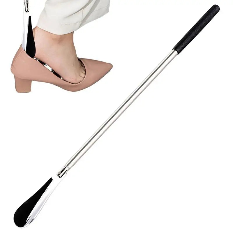 Stainless Steel Retractable Shoehorn: Durable Long Handle Shoe Accessory - Convenient Shoe Lifter Spoon