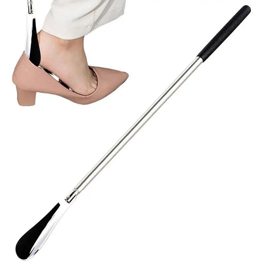 Stainless Steel Retractable Shoehorn: Durable Long Handle Shoe Accessory - Convenient Shoe Lifter Spoon