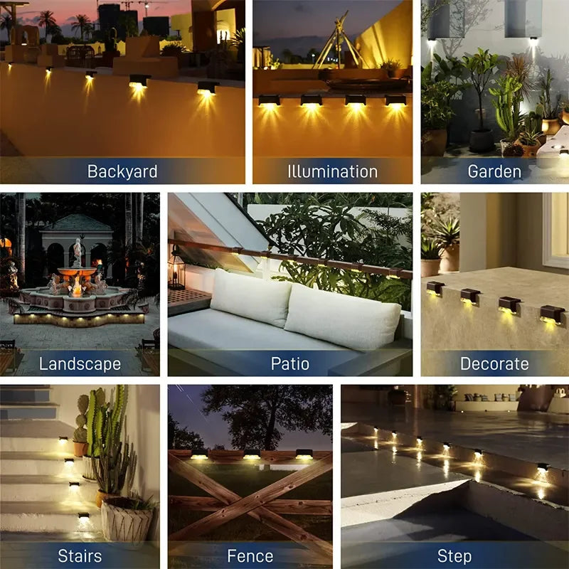 Warm White LED Solar Step Lamp: Outdoor Garden Lights for Path, Stair, Balcony - Waterproof Decoration for Patio Fence