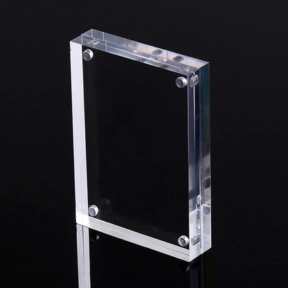 Transparent Acrylic Magnetic Photo Frame - Sleek Poster Display Stand for Home Decoration