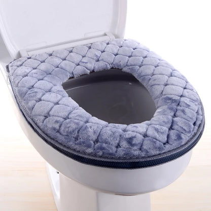 Plush Universal Toilet Seat Cover – Waterproof, Washable, and Decorative Bathroom Mat with Zipper