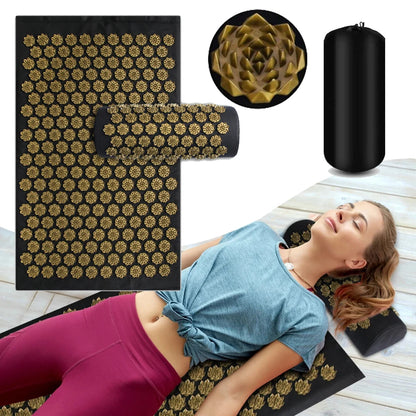 Acupressure Yoga Mat with Spikes - Kuznetsov's Applicator Cushion, Sensi Massage Body Needles, Includes Foot Massager Pillow for Fitness and Pilates