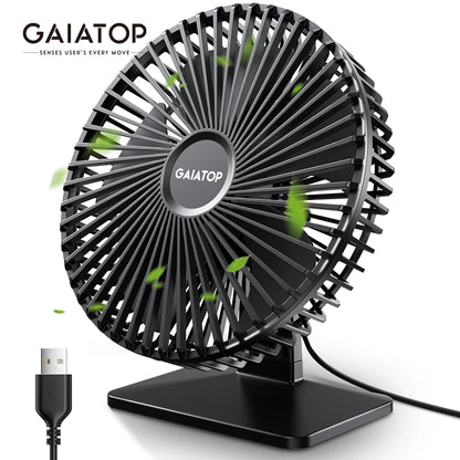 GAIATOP Desk Fan – Portable USB Fan with 90° Adjustable Cooling, 4 Speed Settings, Ultra Quiet for Home, Desk and Office