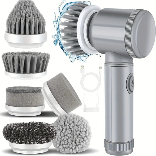 Cordless Electric Spin Scrubber with 6 Brush Heads - Versatile Cleaning Tool for Efficient Scrubbing