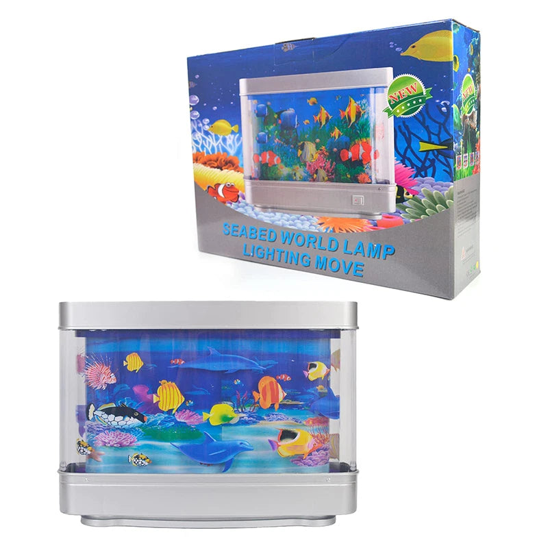 Artificial Tropical Fish Tank Lamp – Decorative Sensory Aquarium Table Lamp with Ocean Mood Night Light for Room Decoration