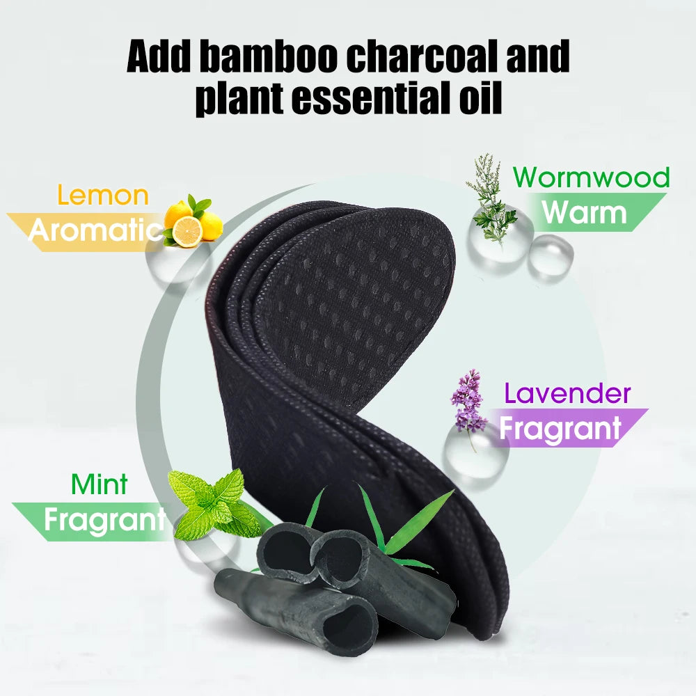 Revitalize Your Steps: Bamboo Charcoal Deodorant Insoles - Breathable, Sweat-Absorbent Shoe Pads for Men's Running Sports - Lightweight Inserts by Brioche