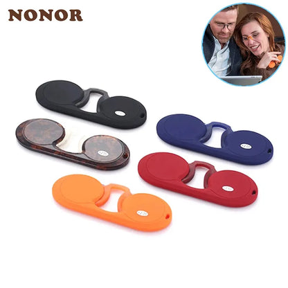 Portable TR Round Frameless Reader Glasses - NONOR Silicone Nose Clip Pocket Reading Glasses for Men and Women