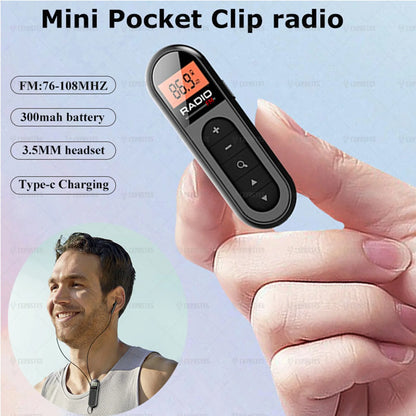 NEW Rechargeable Portable FM Radio - Pocket-Sized Transistor Walkman with Best Reception and Belt Clip for Hiking and Walking