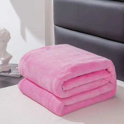 Simple Plain Colored Plush Blanket - Multifunctional Thickened Farley Blanket Cover for Warmth