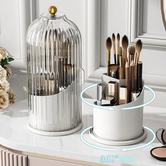 360° Rotating Makeup Brush Holder: Versatile Cosmetic Organizer for Brushes, Lipsticks, and Jewelry