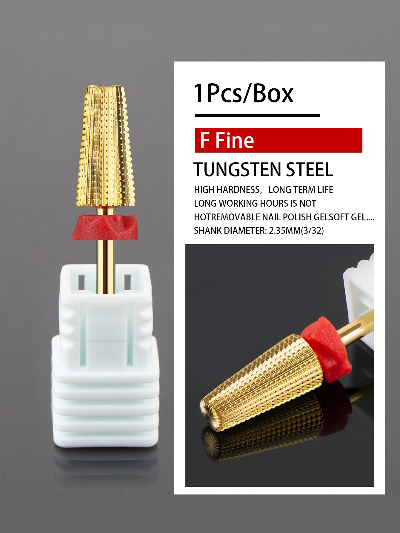 1Pcs NEW 5-in-1 Tungsten Steel Nail Drill Bits - Milling Cutter for Removing Nail Polish Gel and UV Gel - Nail Drill Bit Accessory