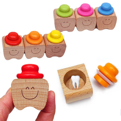 Baby Wood Tooth Box Organizer | Milk Teeth Storage & Souvenir Keepsake | Collect Teeth & Umbilical Cord | Baby Gifts