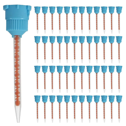 50pcs 10:1 Dental Materials Silicone Rubber Gun Conveying Mixing Head | Disposable Mixing Head for Dentistry