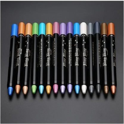 Pearlescent Waterproof Eyeshadow Pencil Stick: 15 Colors Glitter Shimmer Eye Shadow Pen - Long-Lasting Eyeliner Stick for Makeup