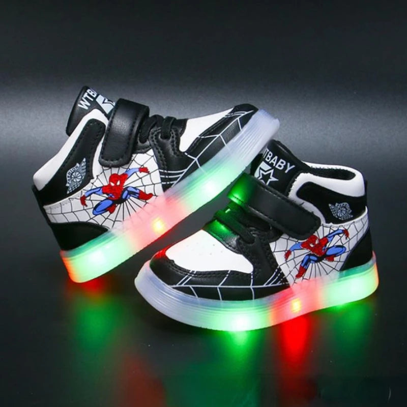 Disney LED Light Shoes for Children – Aoger Spiderman Boys' & Girls' Sneakers, Cartoon Casual & Breathable Kids' Sport Shoes