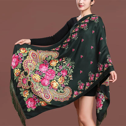 2024 Designer Print Shawls for Women - Winter Scarf Pashmina with Floral Design, Warm Hijab Wraps, Bufandas Foulard, Travel Stoles