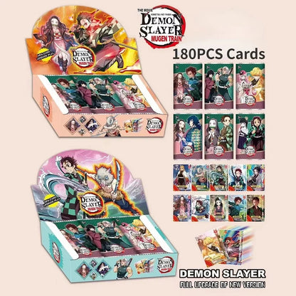 180PCS Dragon Ball, One Piece, Naruto and Demon Slayer Anime Cards - English Non-Repetition Flashcards, Table Game Deck Box for Kids