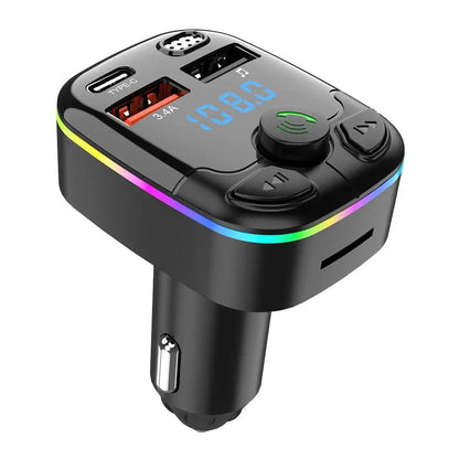 Bluetooth 5.0 Car FM Transmitter | PD Type-C Dual USB Charger and MP3 Player | 18W Handsfree QC3.0