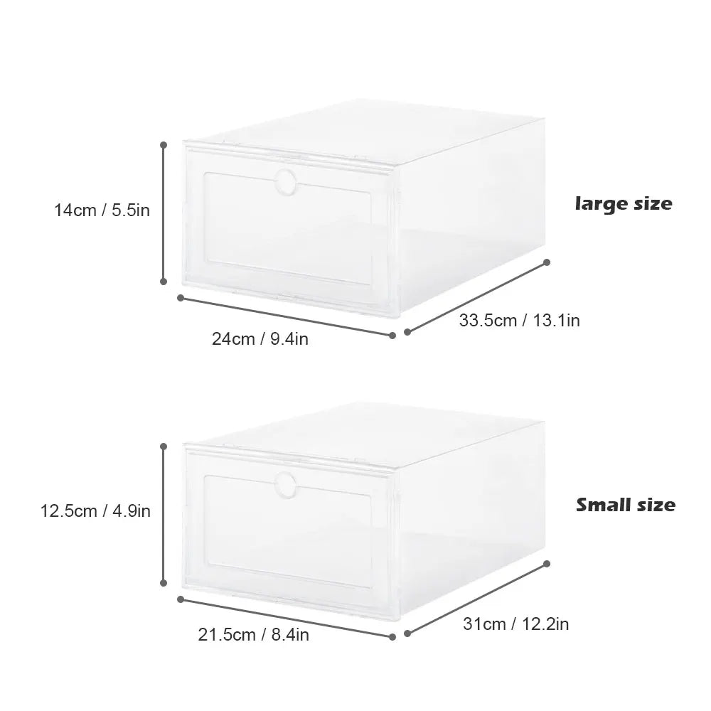 6pcs Set Transparent Plastic Shoe Cases - Thickened Stackable Drawer Boxes for Shoe Organization