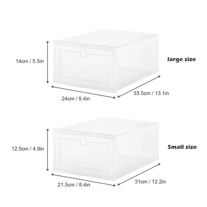 6pcs Set Transparent Plastic Shoe Cases - Thickened Stackable Drawer Boxes for Shoe Organization