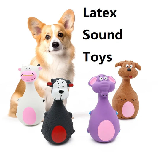 Soft Rubber Chewy Toys - Four Styles, Squeaky Interactive Throwing Games, Cute and Fun for Small and Medium-Sized Dogs