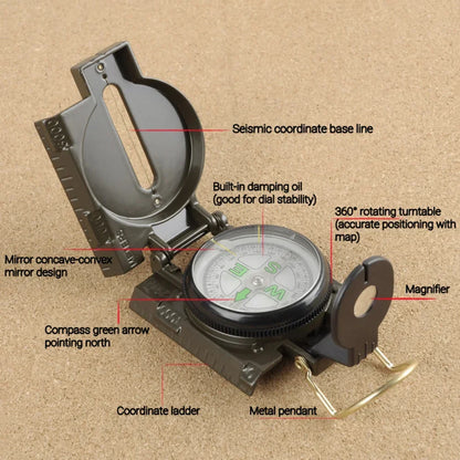 Waterproof High Precision Compass – Outdoor Gadget for Hiking, Mountaineering, and Sports | Professional Metal Sight