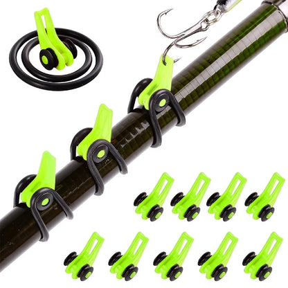 JOOYOO 10pcs Fishing Rod Pole Hook Keeper - Silicone Ring for Secure Bait and Lure Hold, Easy and Safe Fishing