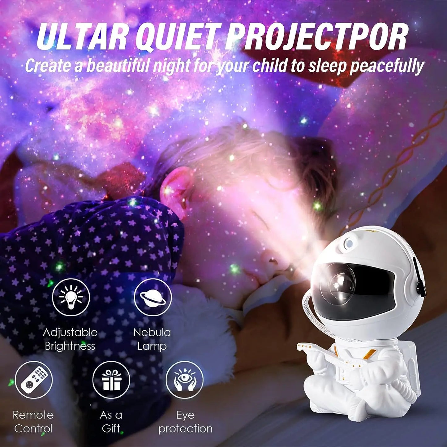 Astronaut Galaxy Projector Night Light – Starry Sky LED Lamp with Remote Control, USB Bedroom Decoration, Perfect Child Birthday Gift