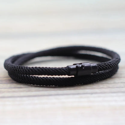 New Minimalist Men's Double Layer Rope Bracelet - Survival Braclet Homme Accessories, Boyfriend Gift with Magnet Buckle, Pulsera Hombre