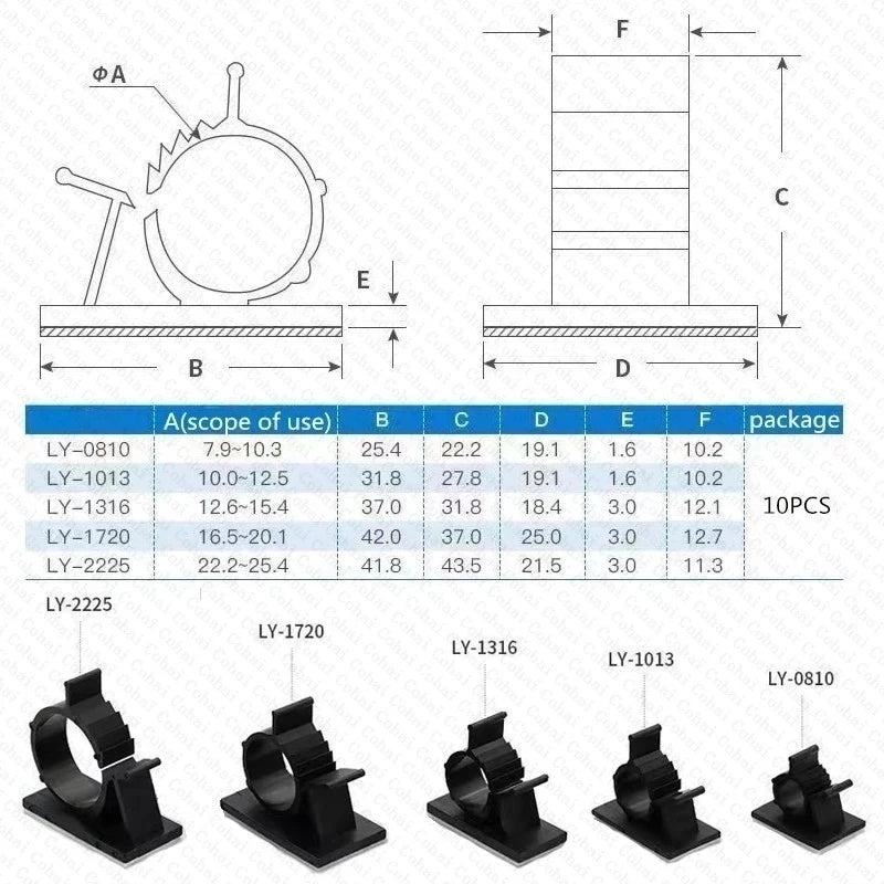 Self-Adhesive Cable Organizer Clips | Adjustable Cord Holder for Table, Car, PC, TV | Wire Management Clamp for Charging - Easy Cable Winder