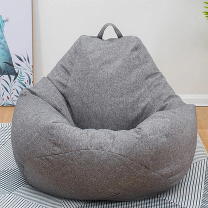 Linen Cloth Lazy Sofa Cover – Large and Small Bean Bag Pouf for Living Room Loungers Without Filler