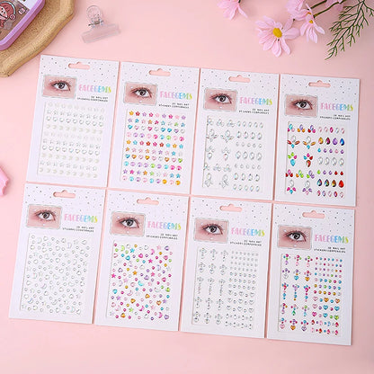 Diamond Eyes Face Festival Makeup: DIY Body Crystal Gems Tattoo, Adhesive Rhinestone Nail Art Decoration - Acrylic Eyeshadow Sticker