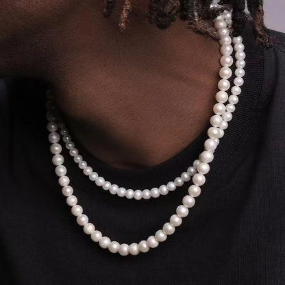 2022 Trendy Handmade Pearl Necklace for Men – Simple Bead Strand Jewelry for Women and Girls, Perfect for Weddings and Banquets