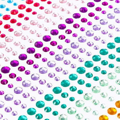 3440Pcs Crystal Rhinestone Stickers: 3 Size, 20 Sheets DIY Embellishment Jewelry Gem Diamonds for Face, Nails, Crafts, Cards Decor