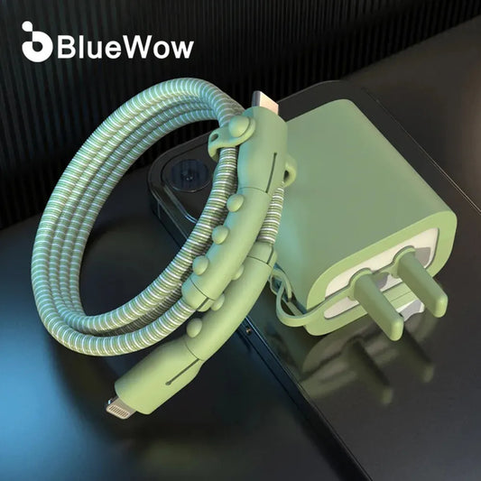 BlueWow Silicone Charger Cover: Cable Accessory & Protector for 18/20W USB Chargers - Compatible with iPhone, Type-C, and Android