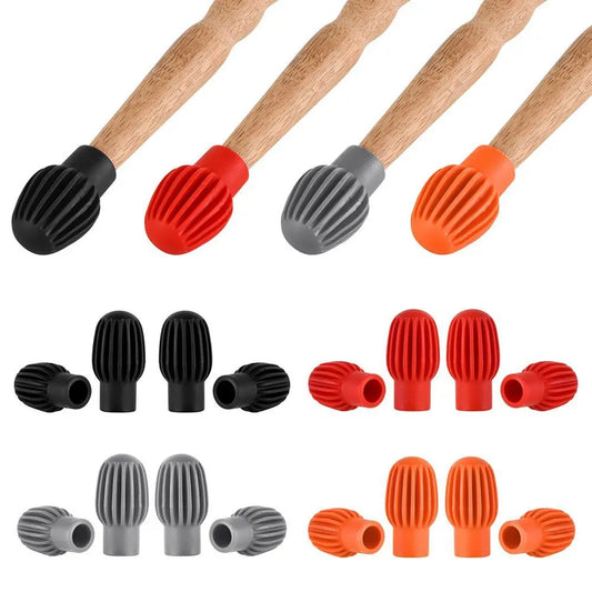 Drum Mute Silicone Sleeves: Set of 2PCS/4PCS for Silencing Drumsticks - Practice Tips Drumstick Head Rubber Sleeves