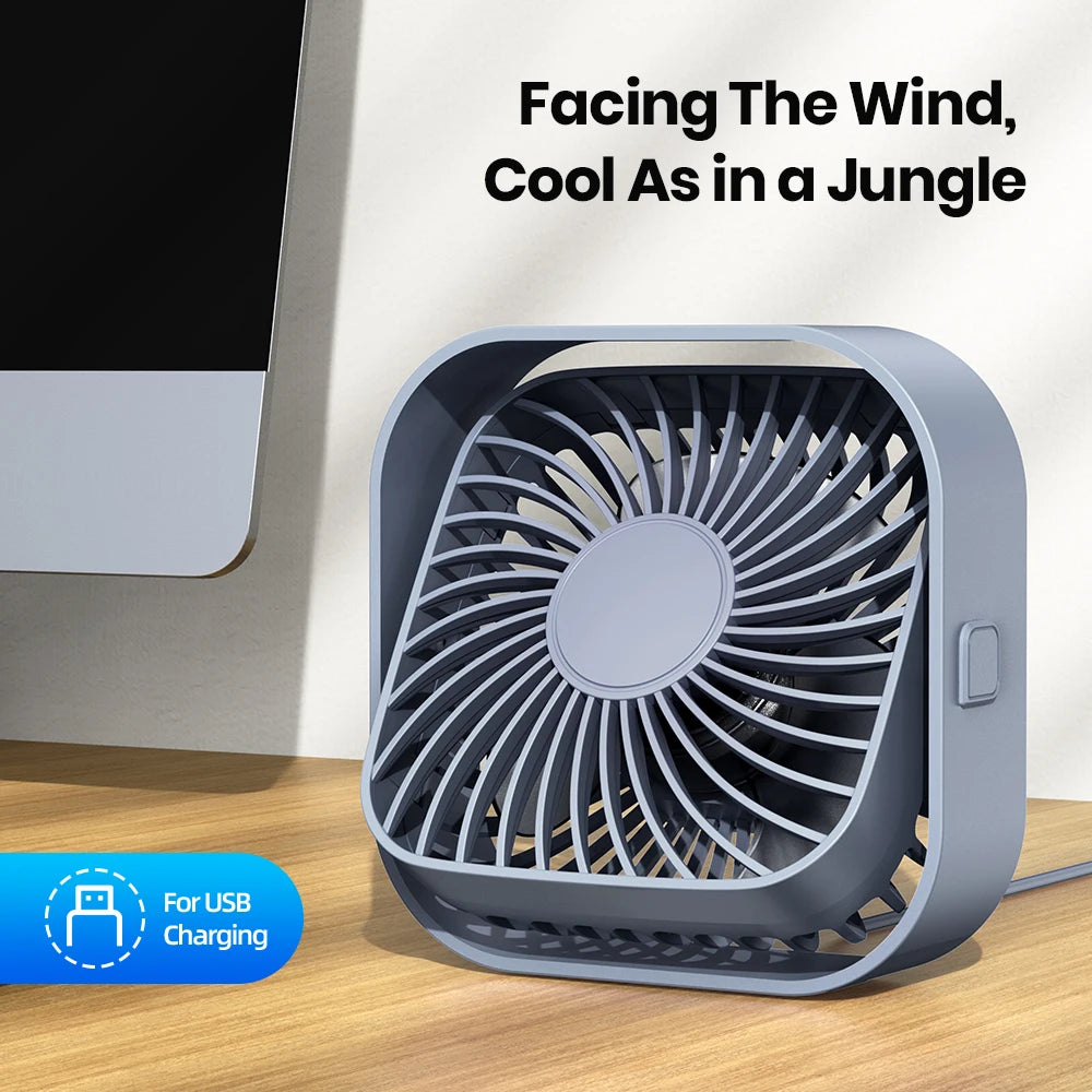 TOPK Mini USB Desk Fan – Portable, 3-Speed, 360° Rotatable with Strong Airflow and Quiet Operation