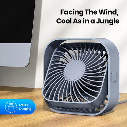 TOPK Mini USB Desk Fan – Portable, 3-Speed, 360° Rotatable with Strong Airflow and Quiet Operation