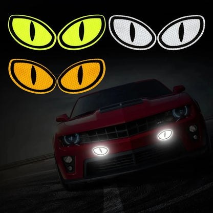 2Pcs Car Reflective Safety Tape Stickers - Cat-Eye Design, High Visibility, for Auto, Truck, Motorcycle, Reflective Strips for Enhanced Road Safety