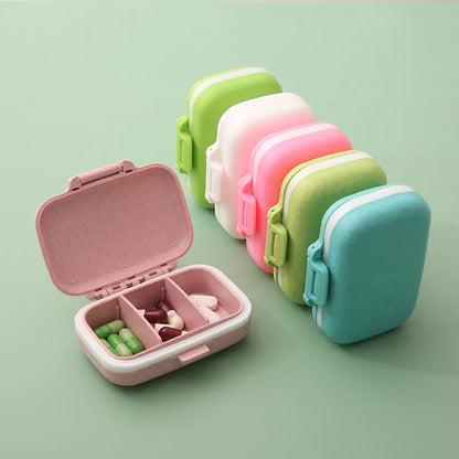 Mini Portable Pills Organizer: 3-Grid PillBox Tablet Storage Container - Weekly Medicine Pill Case for Drug Dispensing